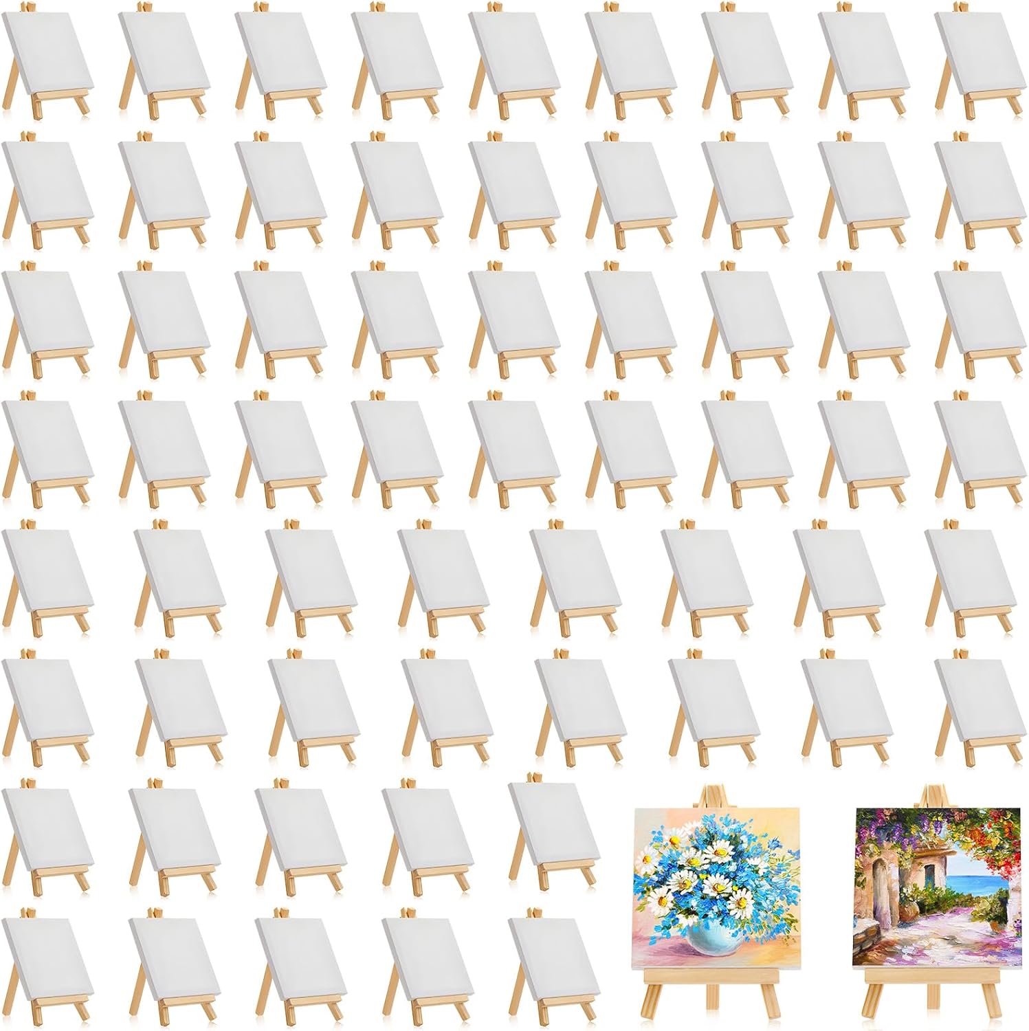150 Pack Mini Canvases with Easels for Kids Art Projects