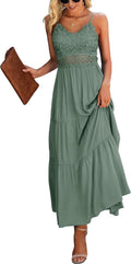 Women's Beach Crochet Lace Maxi Dress Solid Color - Summer Lace Maxi
