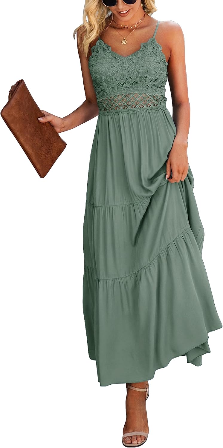 Dokuritu Women's Beach Crochet Lace Maxi Dress for Summer Fun