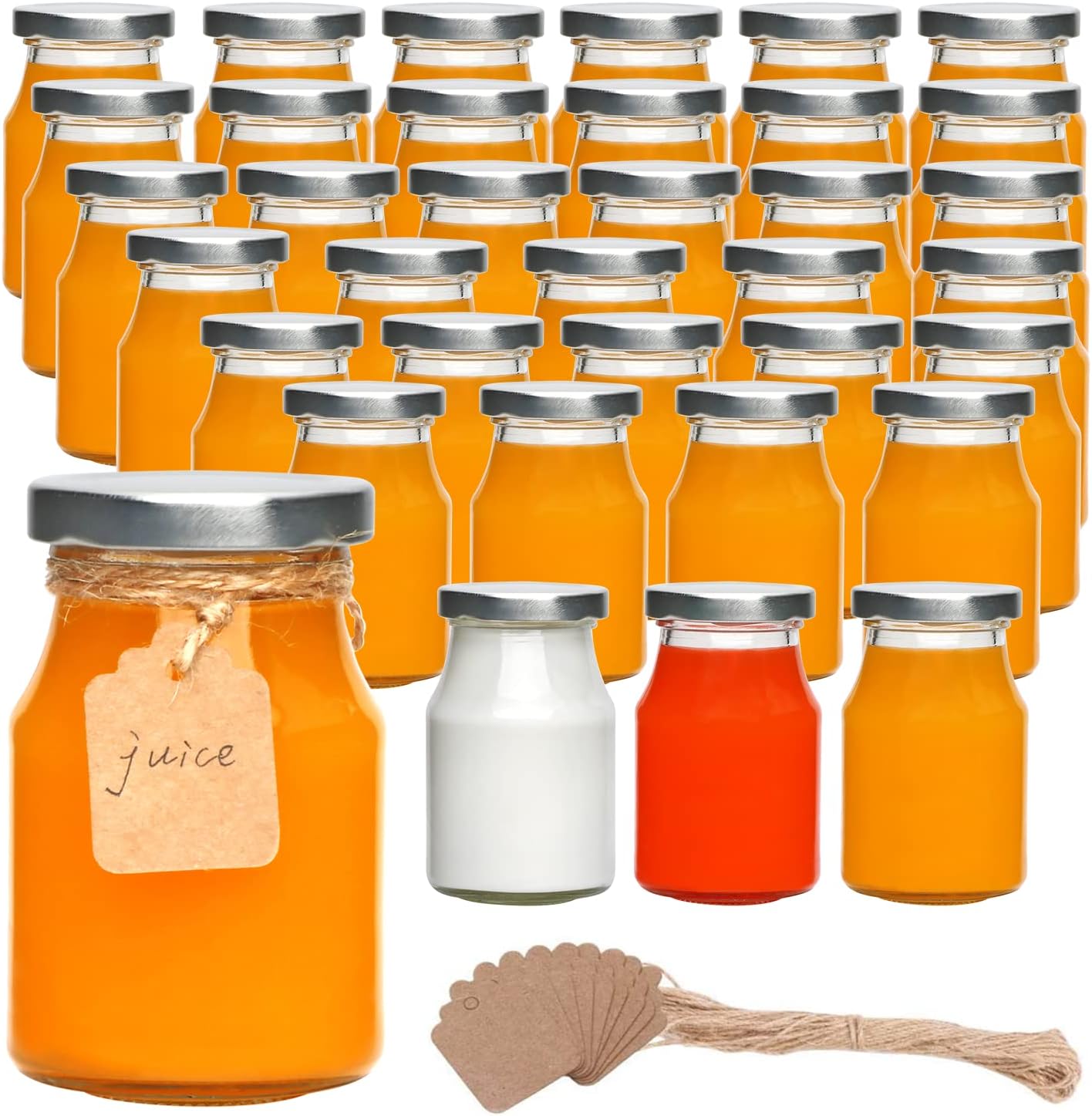 Accguan 6oz Glass Milk Bottles for Juices, Jams, and Gifts
