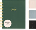 Forest Green 2026 Spiral Planner for Women - Weekly & Monthly