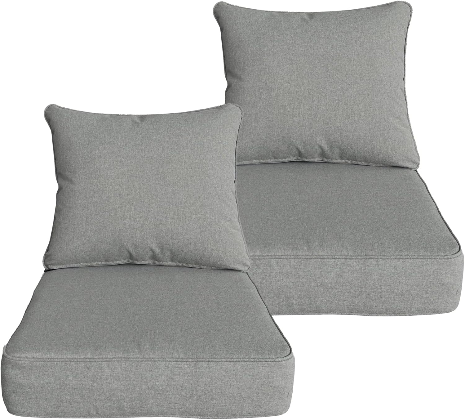 22x24 inch Outdoor Deep Seat Patio Cushions Set of 2 Light Gray