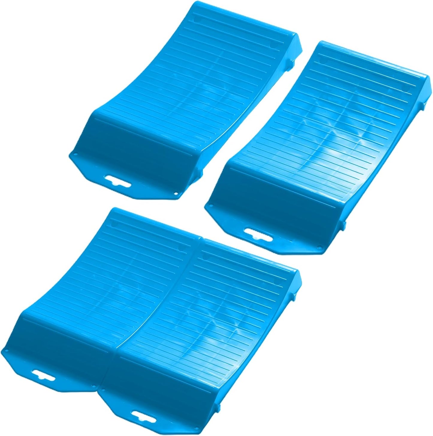 Blue Heavy-Duty Tire Saver Ramps for RVs and Trailers