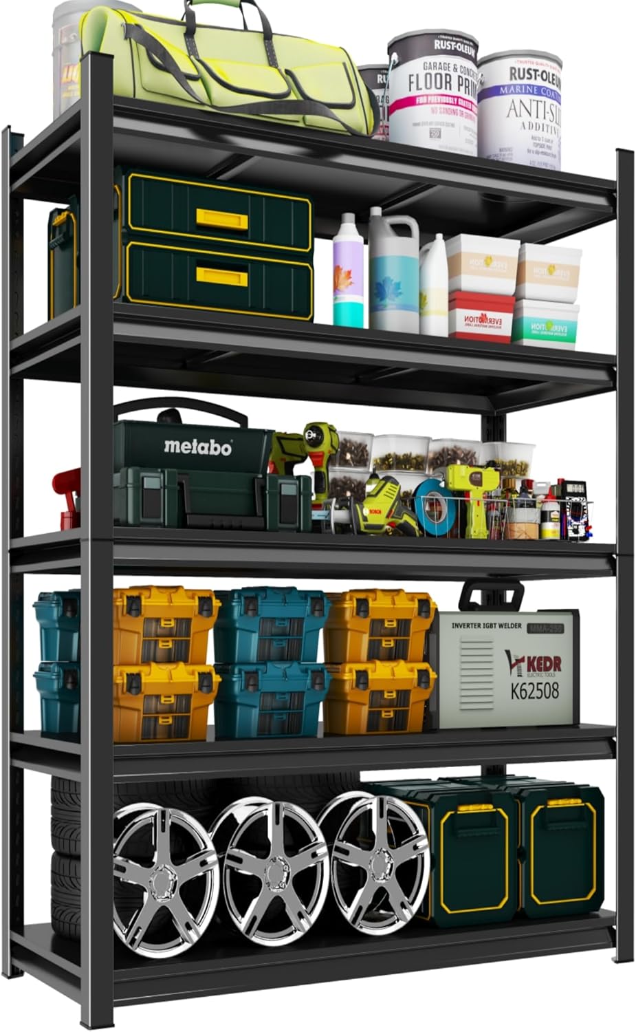 Notmise Metal Garage Shelving Unit for Heavy Tools Storage