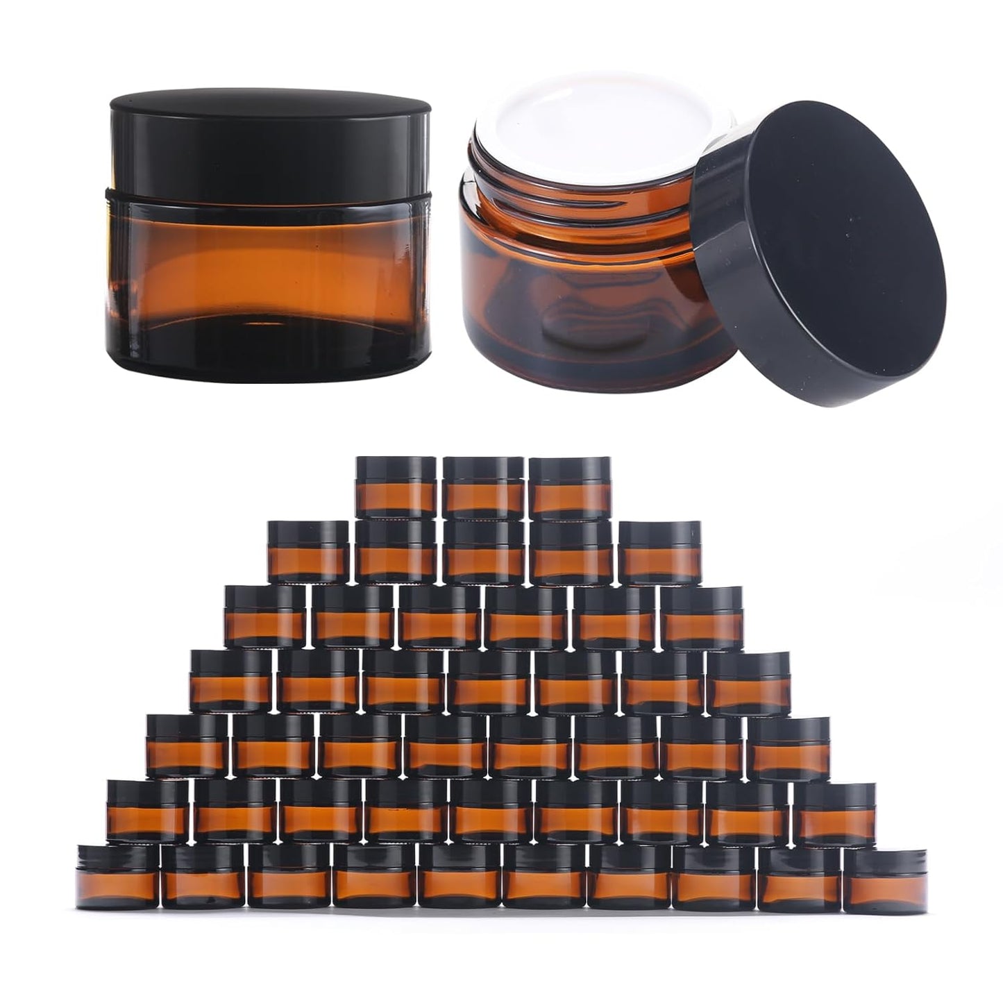 OverNews 2oz Amber Glass Jar Travel Size for Beauty and More