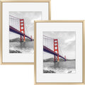 11x14 Metal Picture Frame with Mat for 8x10 Picture - Gold Modern