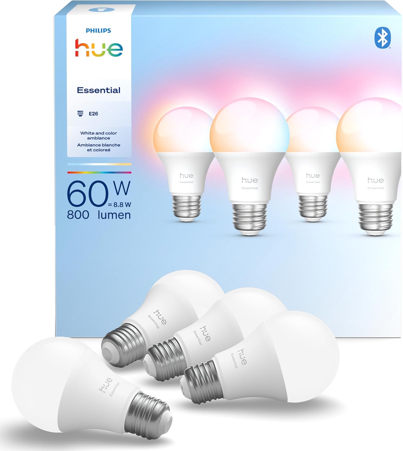 Philips Hue Essential Smart LED Bulb for Color Ambiance Lighting