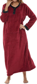 Fleece Nightgowns for Women Long Sleeve - Warm Plush Caftan