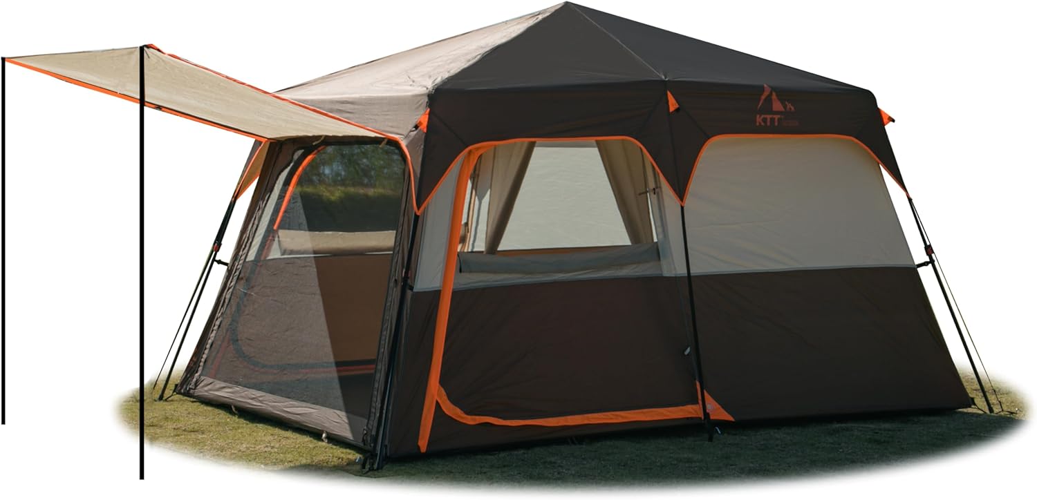 KTT Large Tent for 6-12 People - Spacious Family Cabin Tent