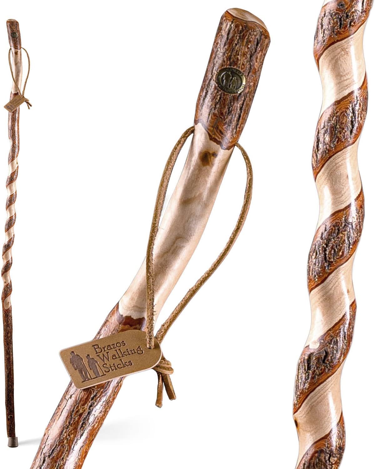 Brazos Twisted Sassafras Walking Stick - Handcrafted in USA