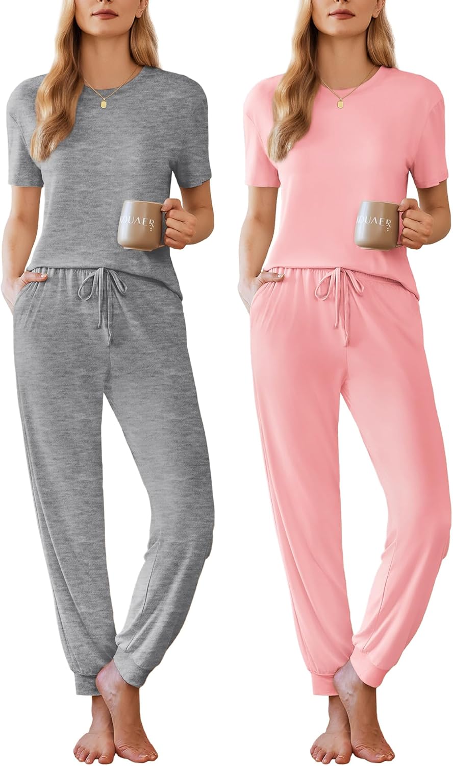 Ekouaer 2 Pack Womens Pajama Sets for Cozy Lounging and Sleep