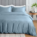 CozyLux 100% Organic Cooling Duvet Cover Set King Blue - Silky Cooling