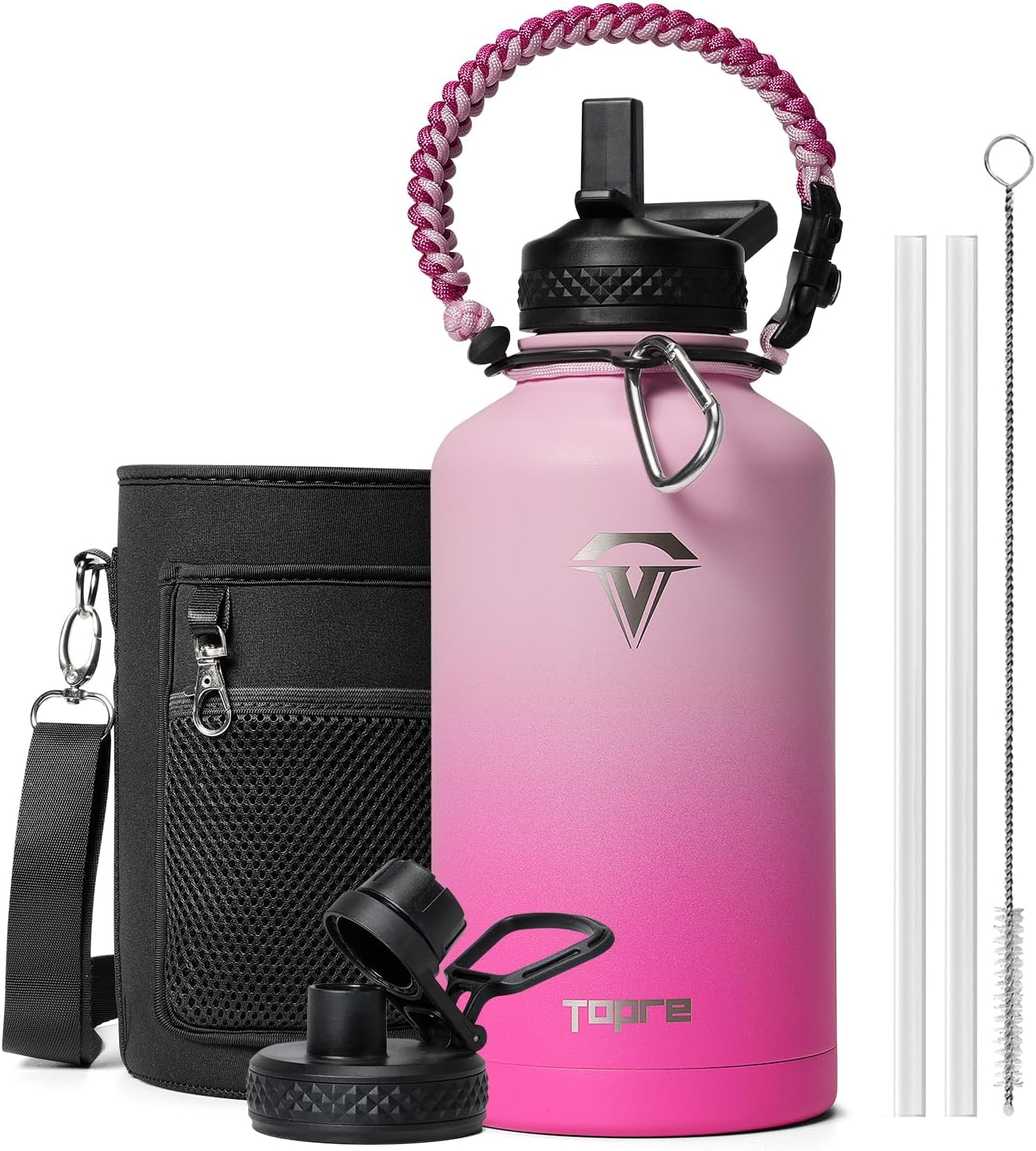 Half Gallon Insulated Water Bottle for Gym Sports - Pink