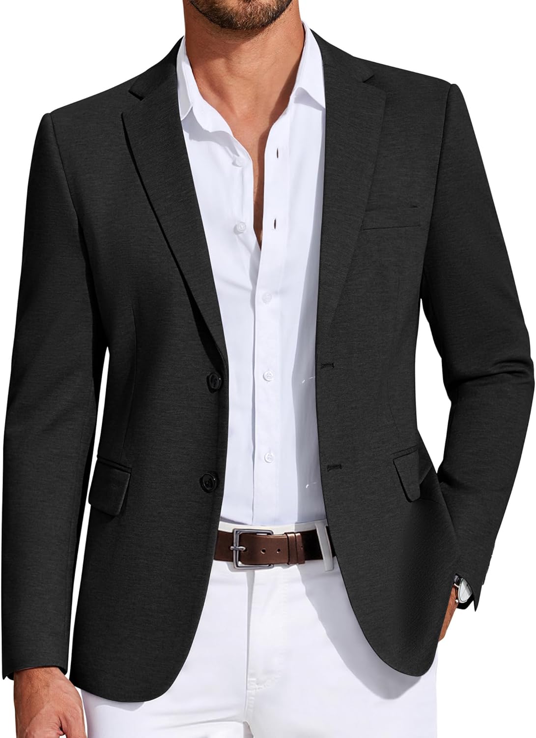COOFANDY Mens Casual Blazer Lightweight Two Button Sport Coat