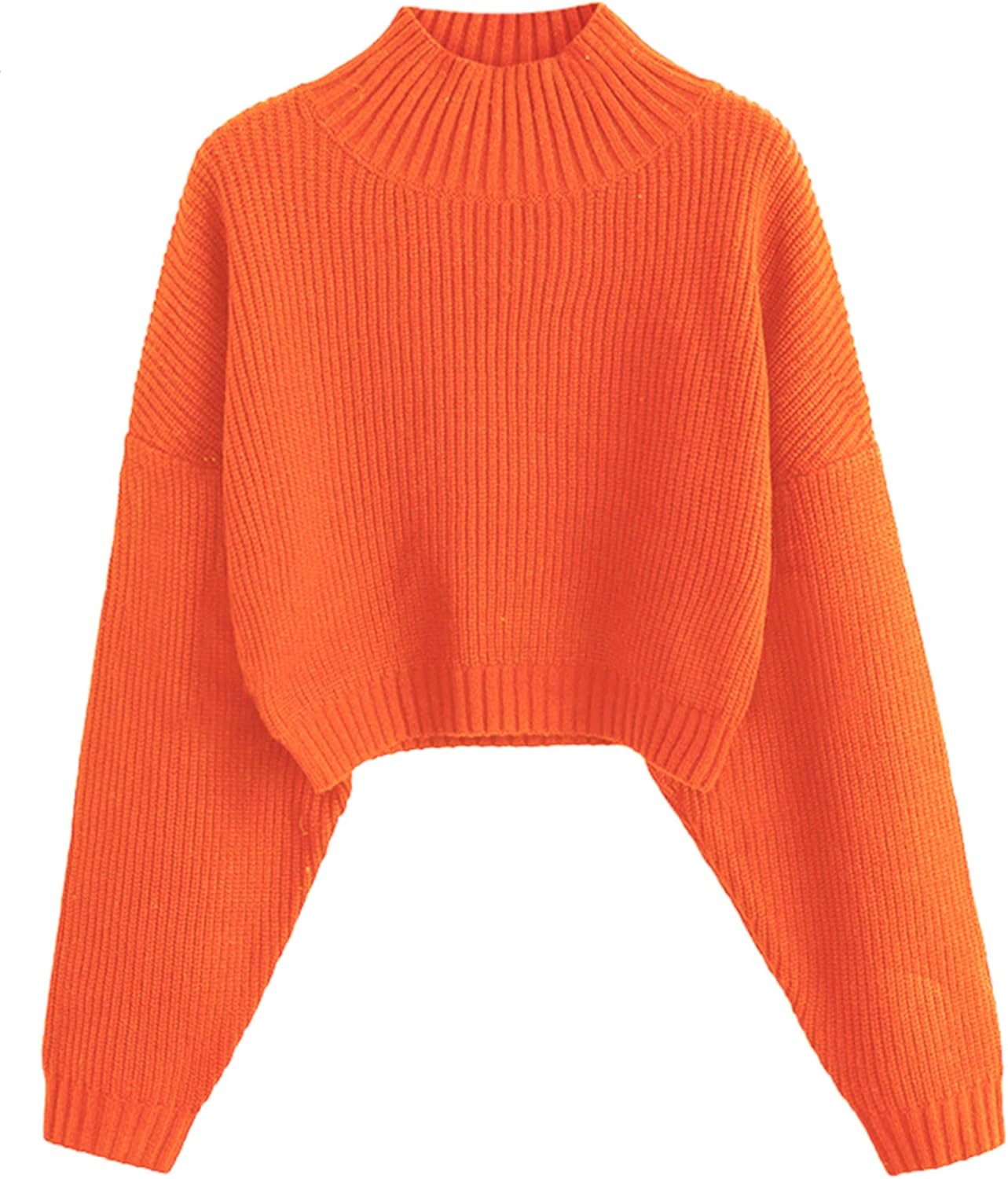 Cropped Turtleneck Sweater for Women - Stylish Lantern Sleeve Knit