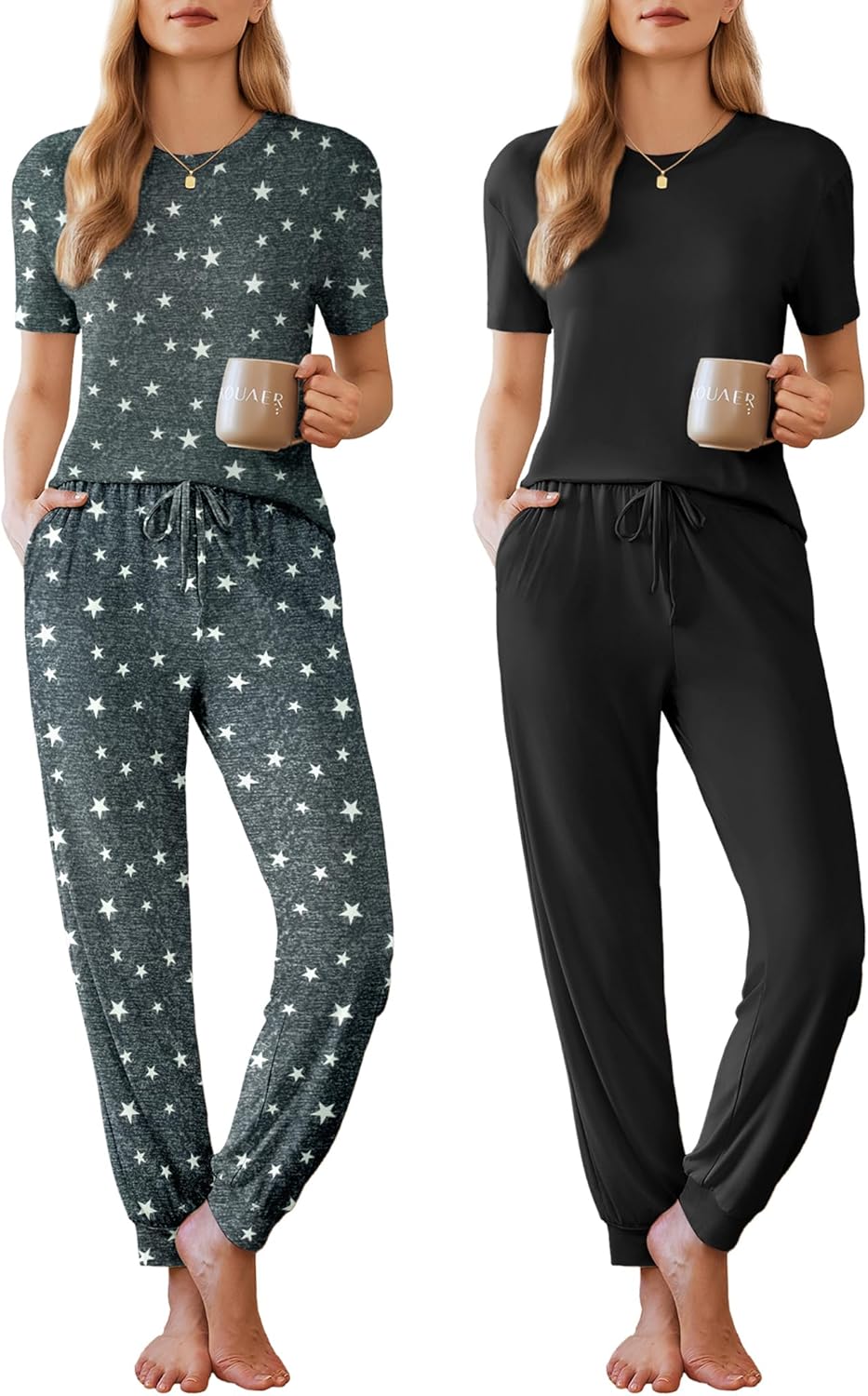 Ekouaer 2 Pack Womens Pajama Sets for Cozy Lounging and Sleep