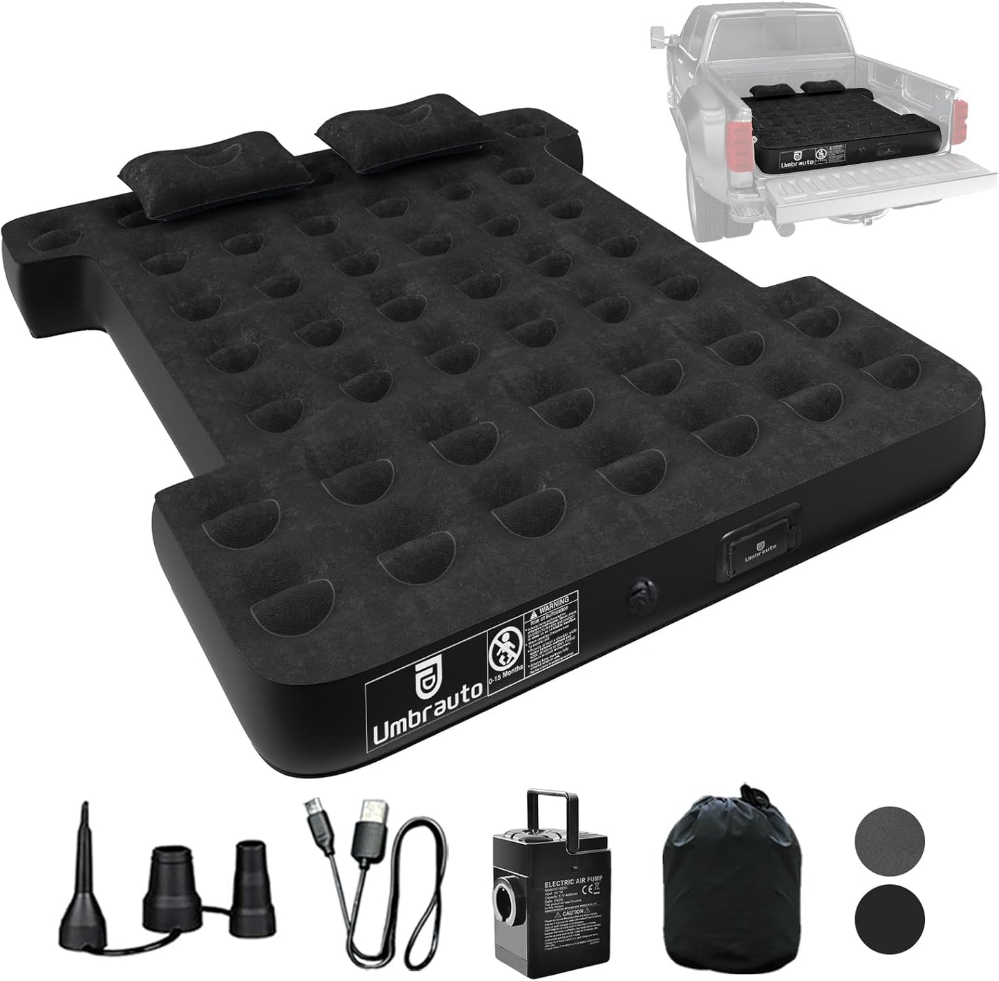 Umbrauto Built-in Pump Air Mattress for Short Truck Beds