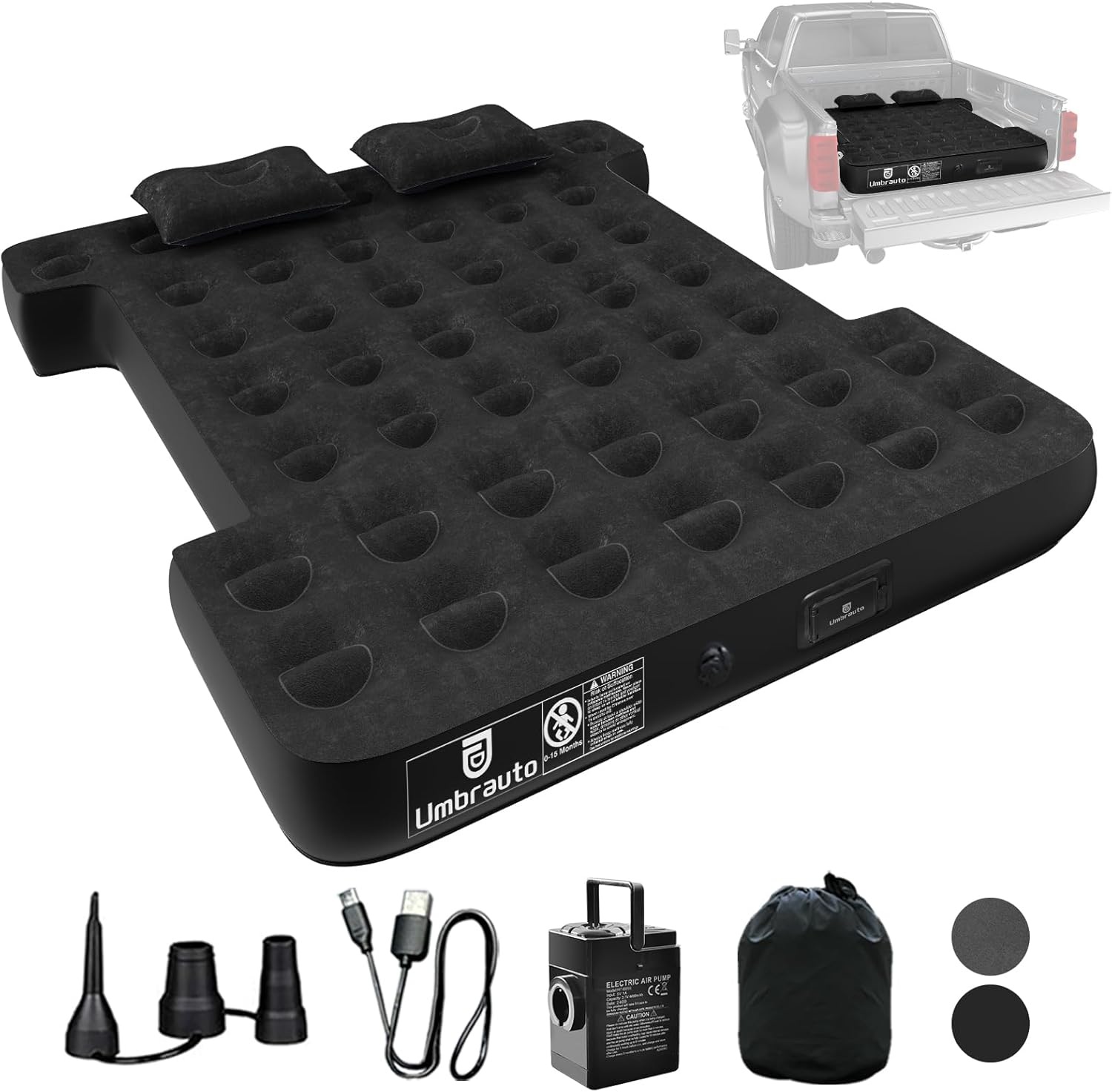 Umbrauto Built-in Pump Air Mattress for Short Truck Beds