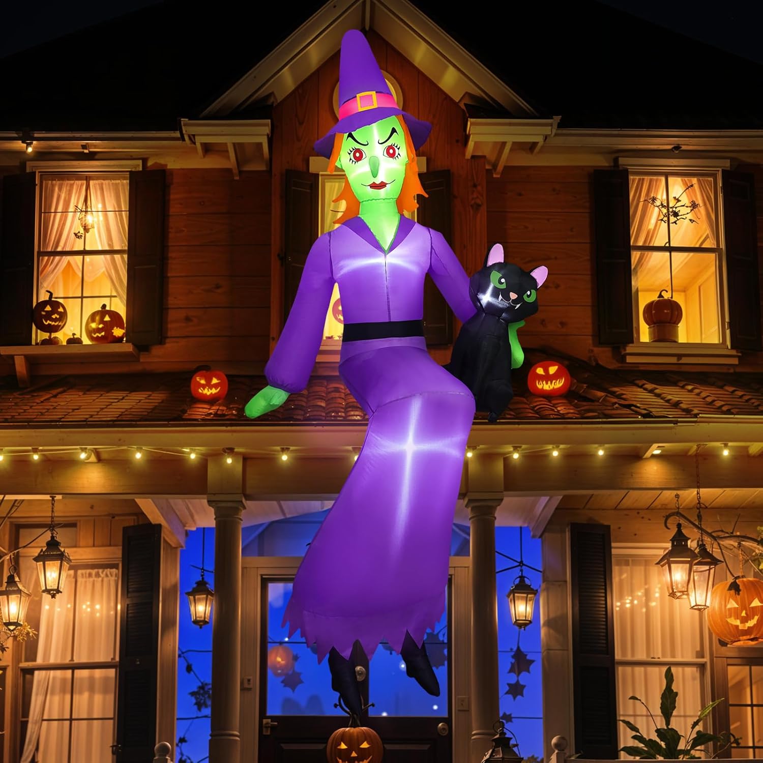 8 FT Inflatable Witch Halloween Decor for Spooky Outdoor Fun