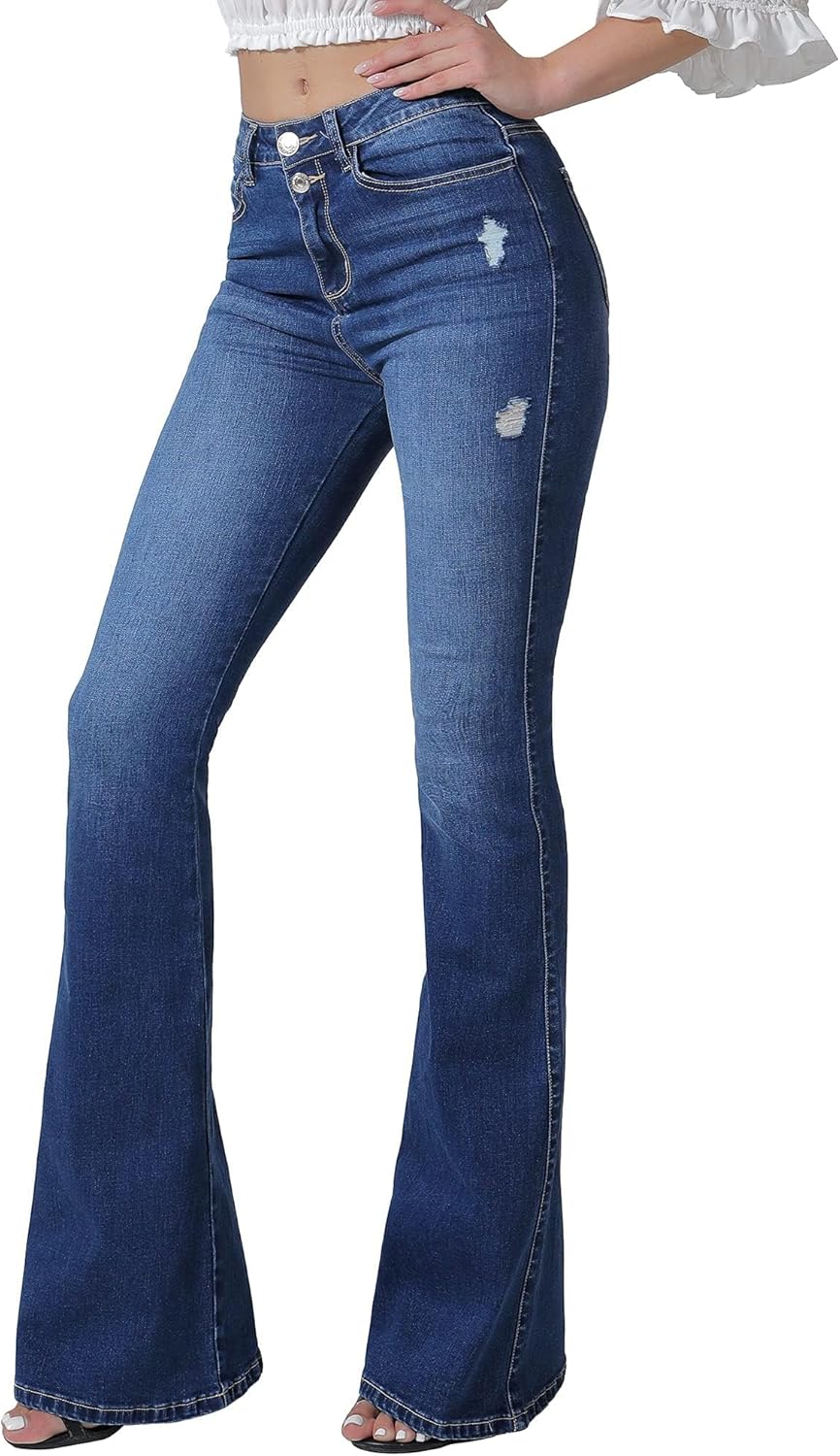 VIPONES Women's Flare Bell Bottom Jeans for Trendy Retro Style