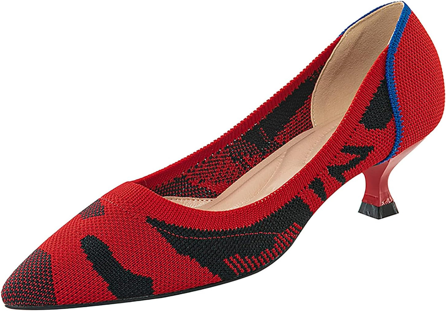Comfortable Knit Slip On Women's Pumps with Kitten Heels