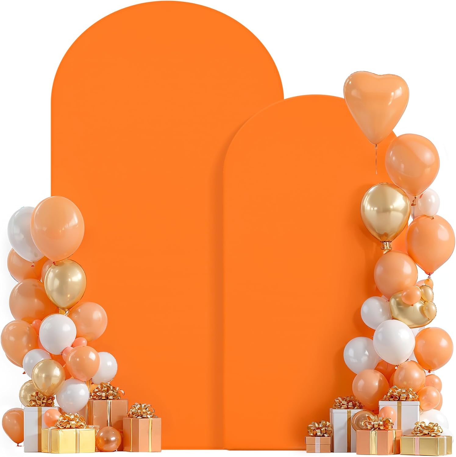 2 Set-7.2FT, 6FT Orange Arch Backdrop Cover for Events