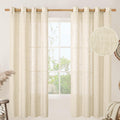 LAMIT Beige 72 in Linen Curtains 2 Panels Set - Soft Light Filtering