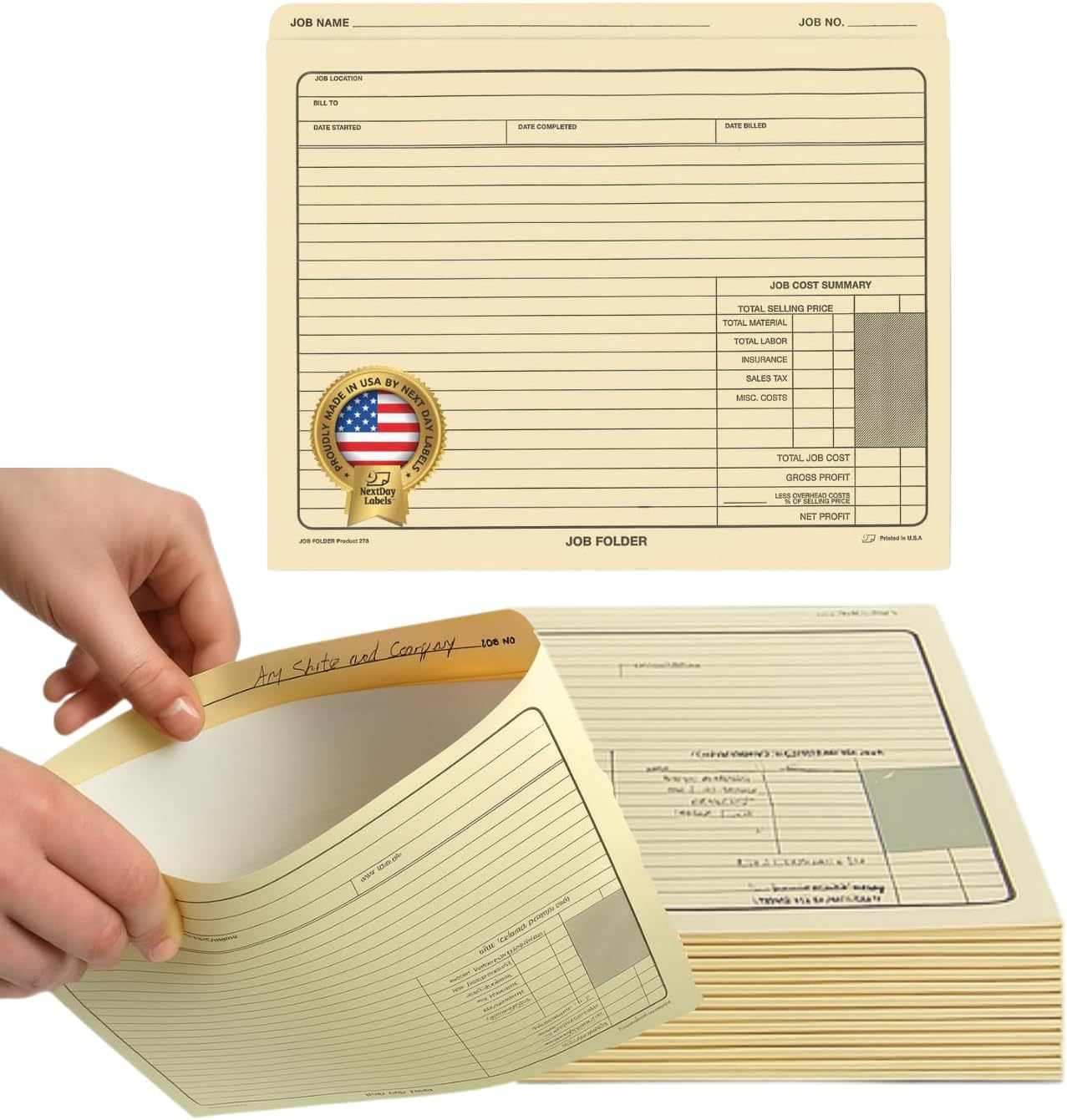 Job Folders Manila File Jacket 10 x 12 Heavy Duty for Organizing