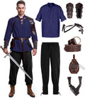 Men's Renaissance Costume Set with Accessories - 8 Pcs Medieval Pirate