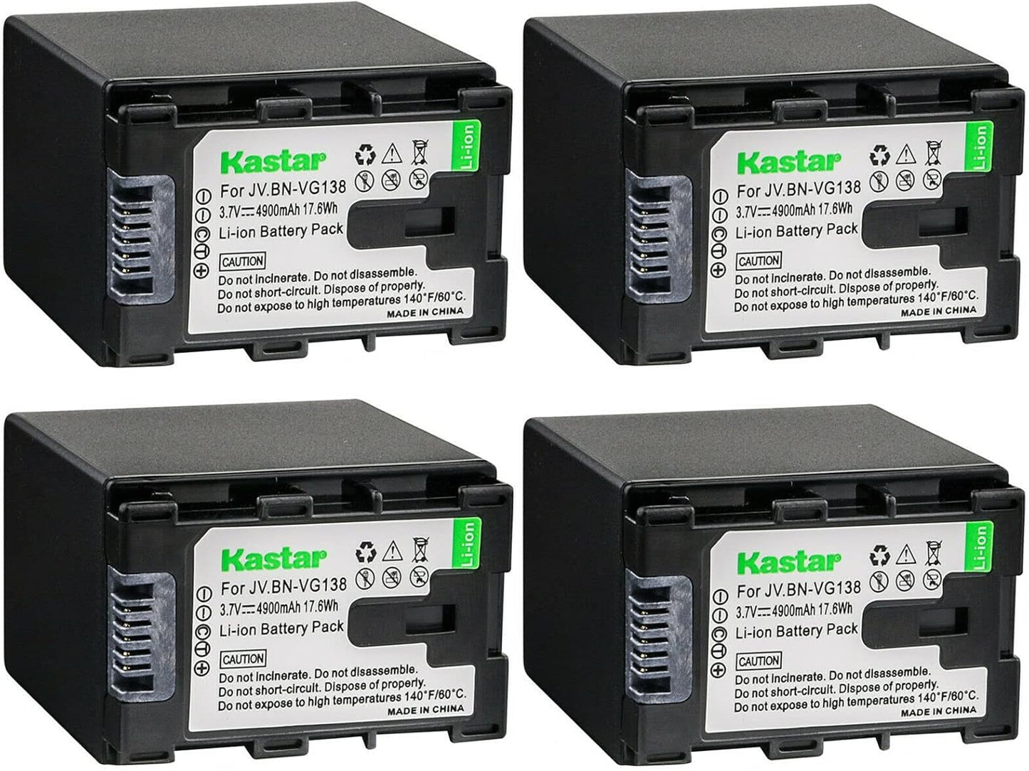 Kastar BN-VG138 Battery 4-Pack for JVC GZ-MS230 Series Cameras