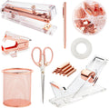 yuun Rose Gold Desk Set - 9 Office Supplies, Stylish & Functional