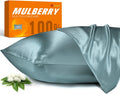 100% Mulberry Silk Pillowcase King 20in x 36in - Airy Blue Beauty