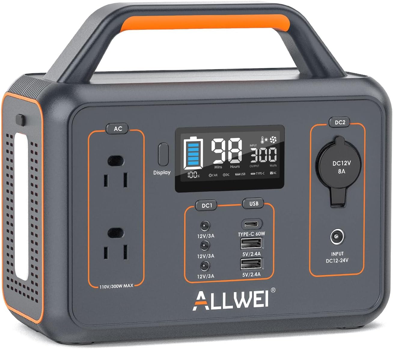 ALLWEI Solar Generator: 300W Power, 280Wh Battery