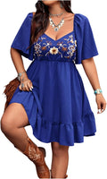 Floral Embroidered Cowgirl Dress in Plus Size for Western Fashion