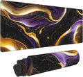 Extra Large Gaming Mouse Pad: Non-Slip Base, Purple/Gold Marble - CANFLASHION