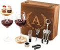 Personalized Initial Wine Glasses Box Gift Set - Engraved Keepsake