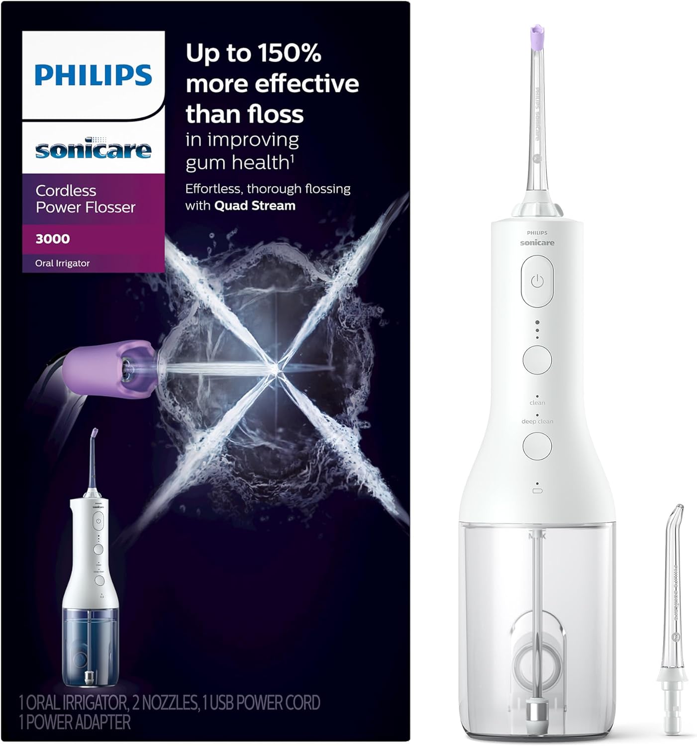 Philips Sonicare Cordless Power Flosser 3000 for Healthy Gums