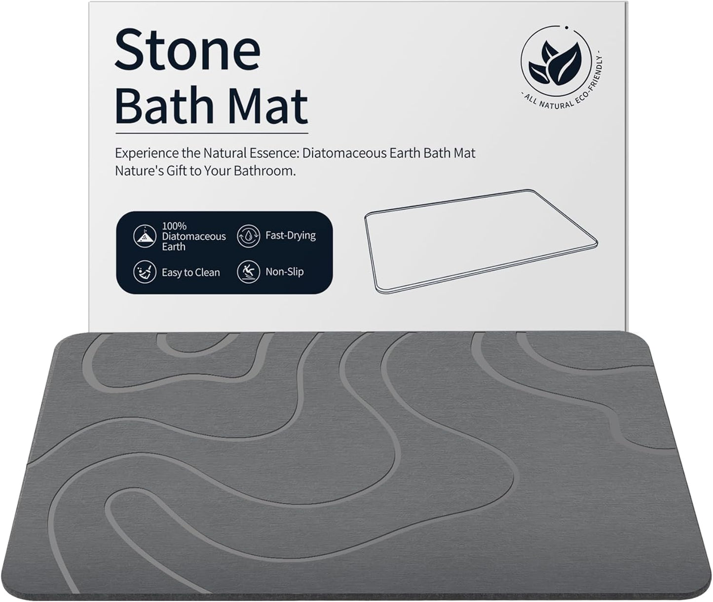 Diatomaceous Earth Bath Mat Non-Slip Quick-Drying Stone Mat