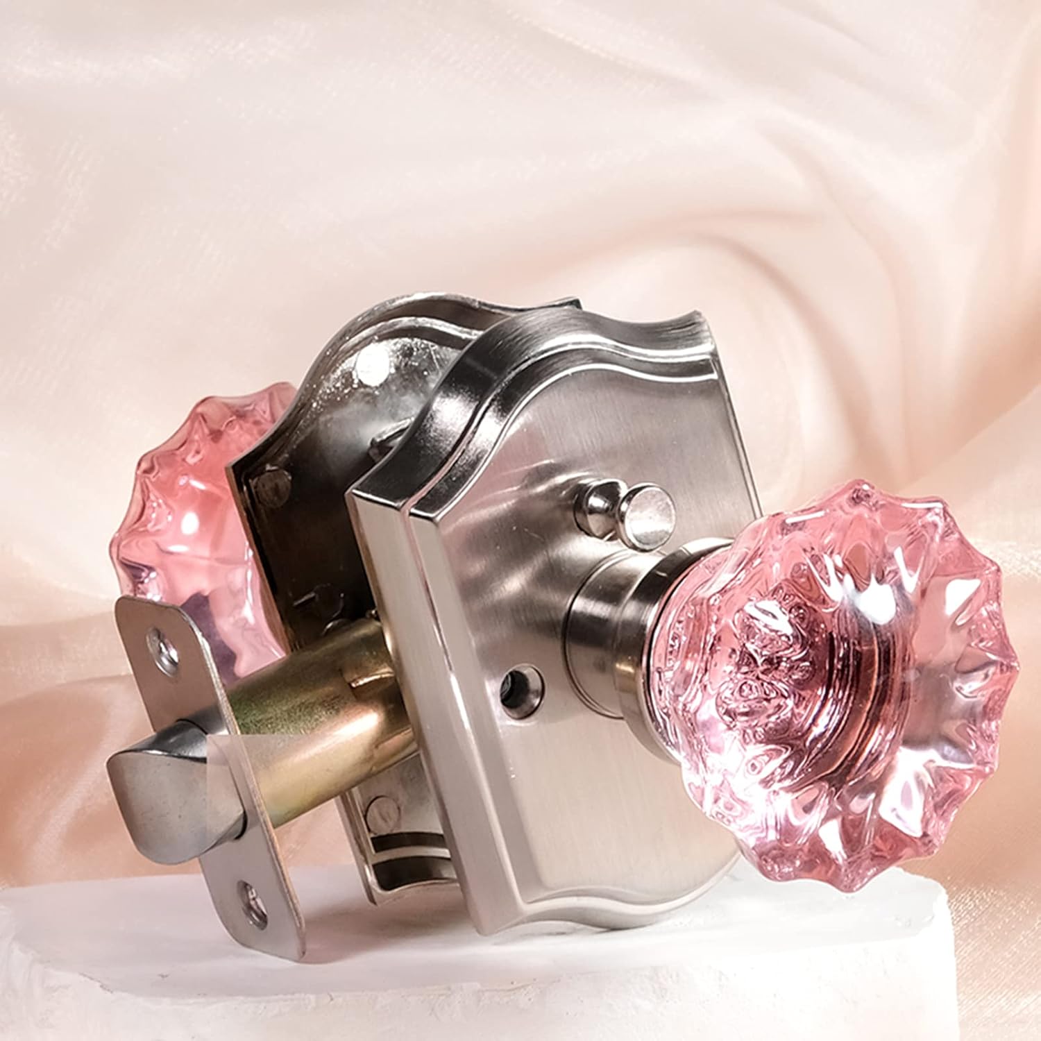 Crystal Door Knobs with Lock Privacy Function for Vintage Style