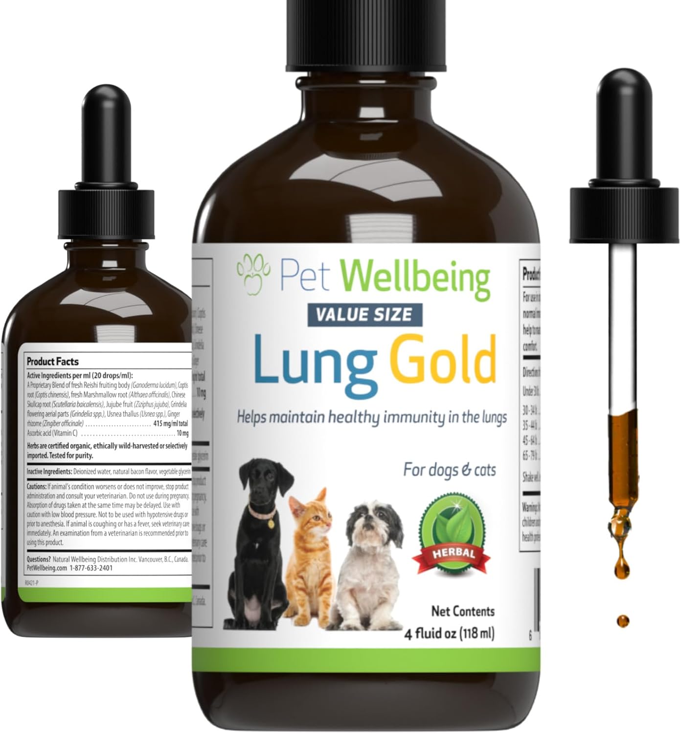 Pet Wellbeing Lung Gold for Dogs & Cats - Natural Herbal Support