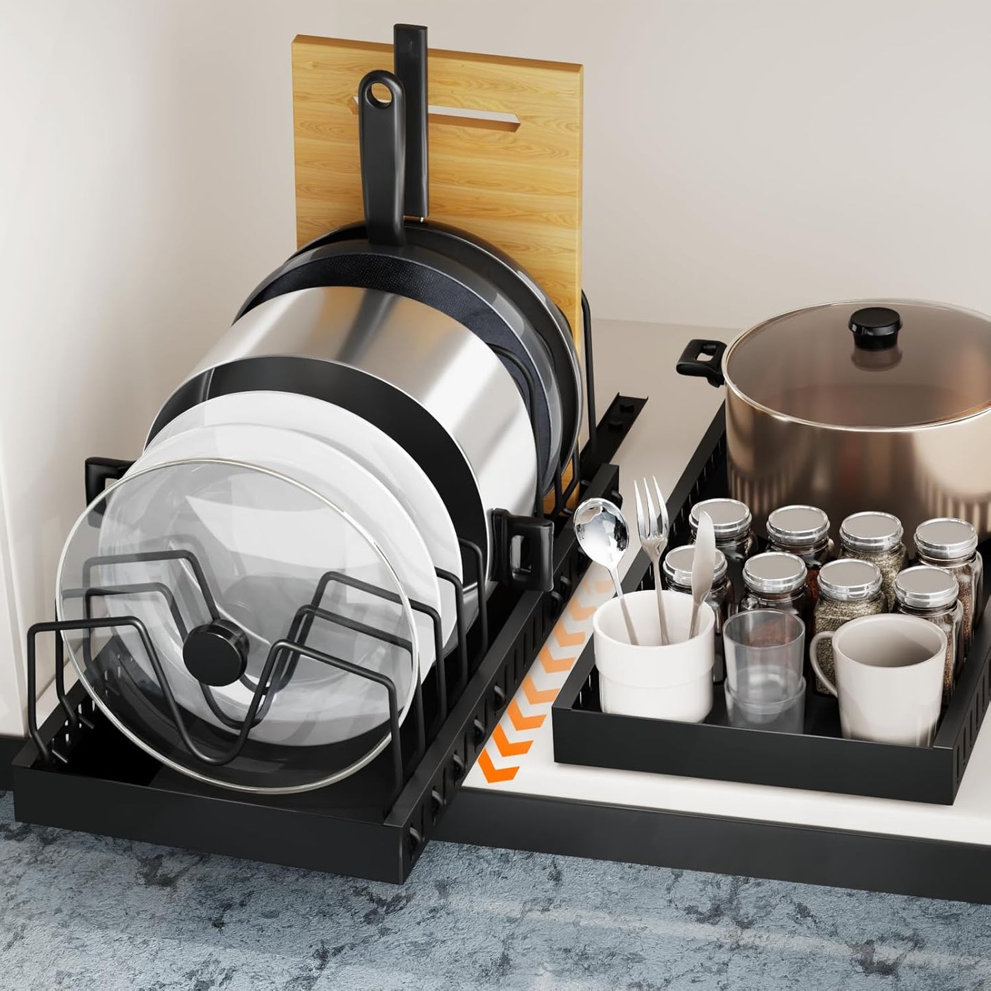 Pots and Pans Organizer for Under Cabinet - 10-Tier Design