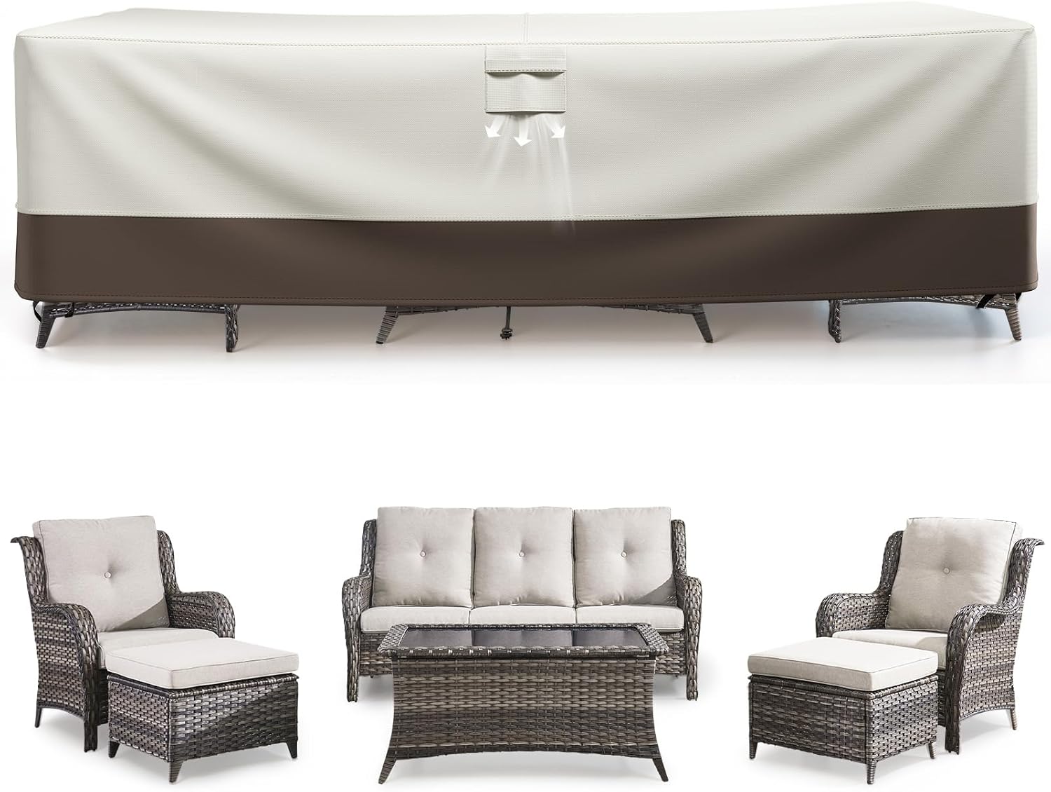 Outdoor Furniture Covers for 6 Pieces Set - Waterproof Protection