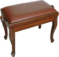 Genuine Leather Adjustable Classic Piano Bench Stool in Walnut