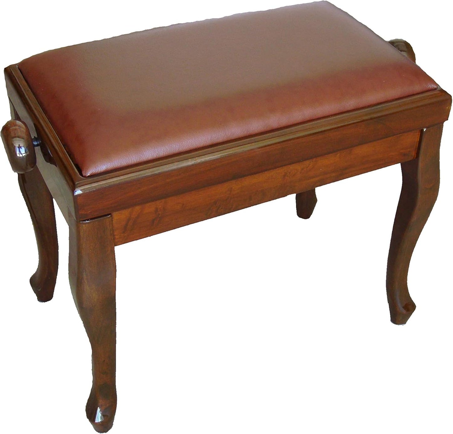 Genuine Leather Adjustable Classic Piano Bench Stool in Walnut