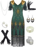 Women's 1920s Gatsby Inspired Flapper Dress with Accessories Set