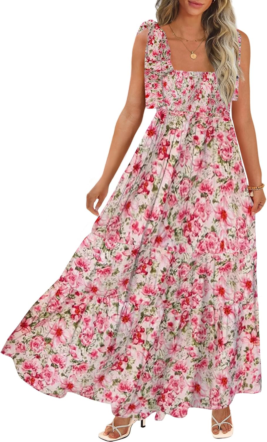 Women's Summer Maxi Dress Boho Spaghetti Straps Casual Long