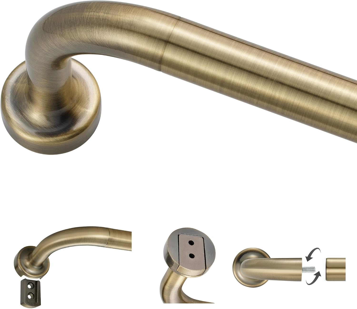 Antique Bronze Curtain Rods for Windows 48-88 in Adjustable