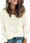 Womens Crewneck Hollow Cable Knit Pullover - Cute Soft Fit