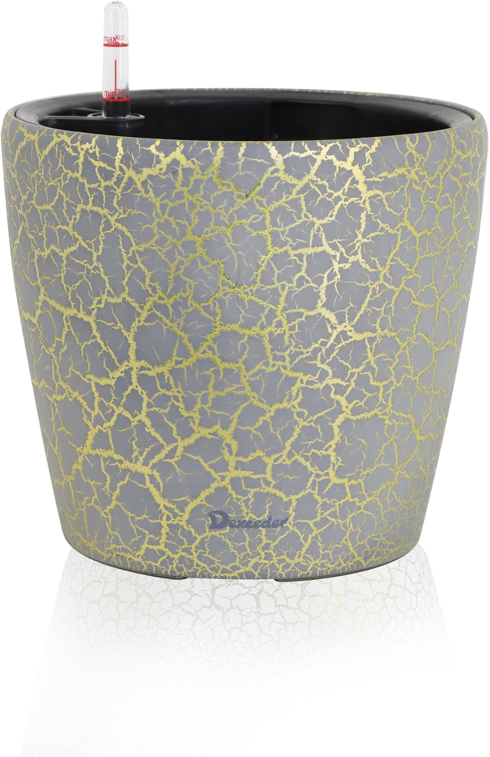 Self Watering Planter Indoor Outdoor by Dexceder - Grey Gold Crackle