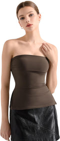Women Double Lined Side Split Tube Top - Trendy Backless Fit
